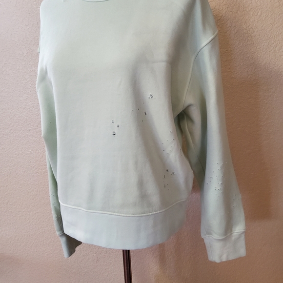 Citizens of Humanity Distressed Crop Pullover Sweatshirt Size S Blue - Picture 4 of 13